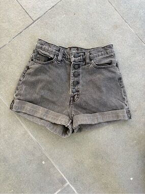 BDG High-Rise Button-Front Denim Shorts in Washed Black
